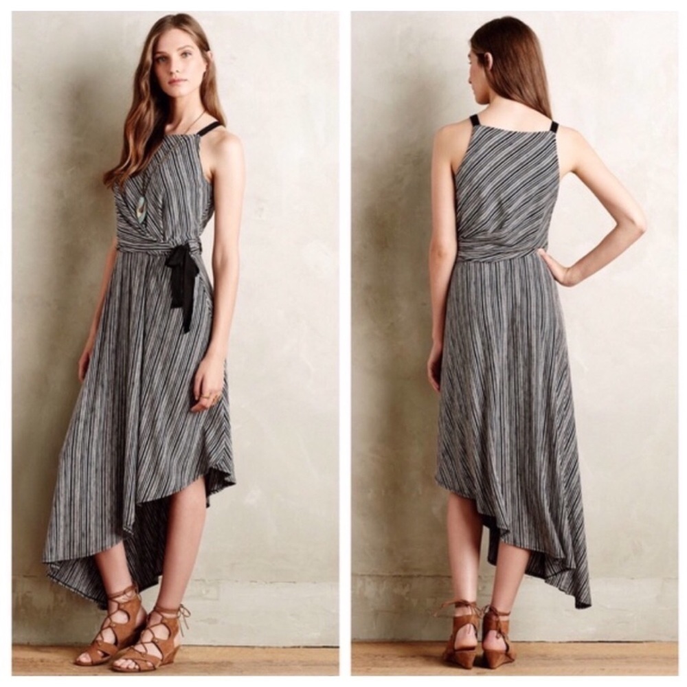 Maeve Salsola Hi-lo Striped Tied Knot Midi Dress​​​​​​